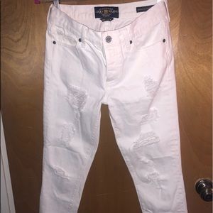 Lucky Brand Distressed Boyfriend White Jeans